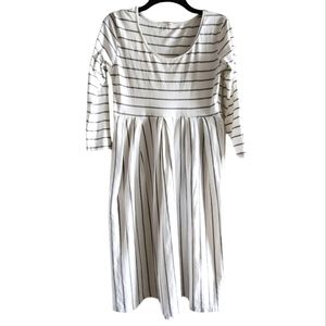 Maternity White Grey Stripe Dress